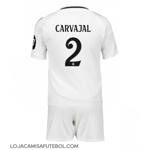 Camisa de Futebol Real Madrid Daniel Carvajal #2 Equipamento Principal Infantil 2024-25 Manga Curta (+ Calças curtas)